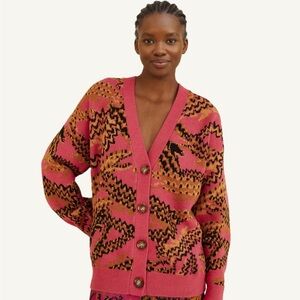 Farm Rio Croco Pink Knit Cardigan sweater XL